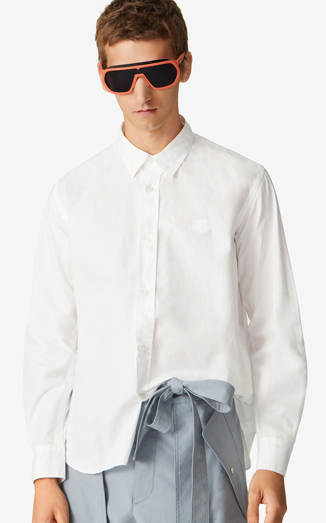 Chemise Kenzo Tiger Crest casual Homme Blanche | RUTW-35618